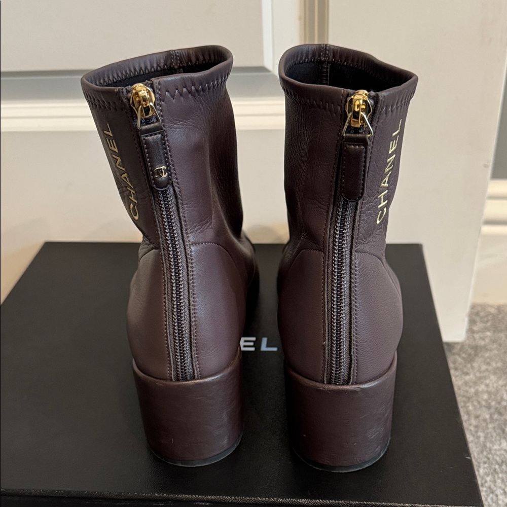 CHANEL Women's Dark Gray and Black Ankle Boots - Picture 4 of 13